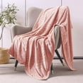 thumbnail image 2 of Exclusivo Mezcla Fleece Lightweight Throw Blanket(50"x60"), Brushed Chevron Design Fluffy Plush Cozy Blanket for All Seasons, Pink, 2 of 7