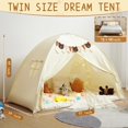 thumbnail image 2 of Twin Bed Tent for Kids, Girls Bed Tent Canopy Sleeping Tent Privacy Space Dream Playhouse with Stars Light & Flags, Toddler Indoor Floor Play Tent for Boys & Girls, Birthday Children‘s Gift, Beige, 2 of 18
