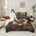 thumbnail image 4 of Feelyou Mandala Lotus Flower Full Size Comforter Sets, Western Bohemian Damask Bedding Comforter Set, Teens Adult Girls Women Reversible Bedding Sets, Ultra Soft Bedroom Decor, 3pcs, 4 of 8