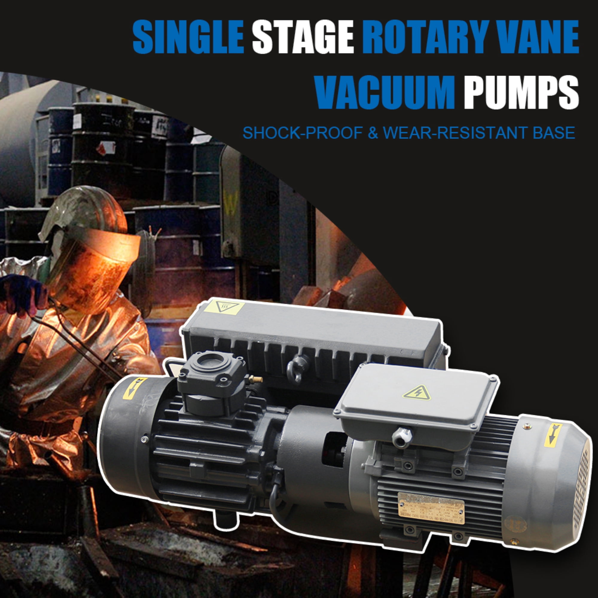 HPDMC 2HP Rotary Vane Vacuum Pump - 23.4 CFM, 220V/60Hz 1-Phase, Oil Sealed Pump with NPT 1/4" Port