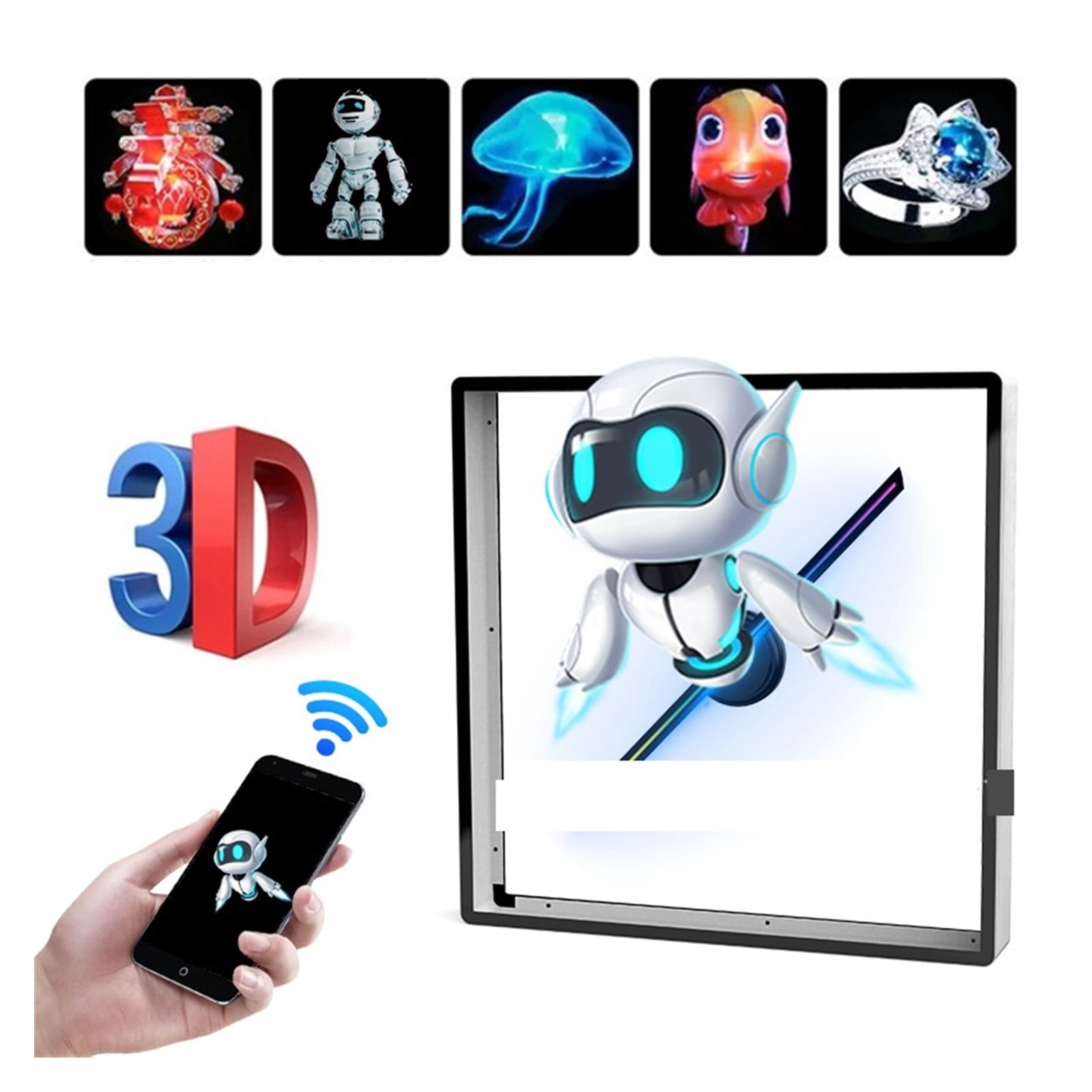 3d Holographic Projector 3D Animation Video Projector Stereo Floating Advertising Machine Fan With Safe Enclosure ,Long-Lasting Performance