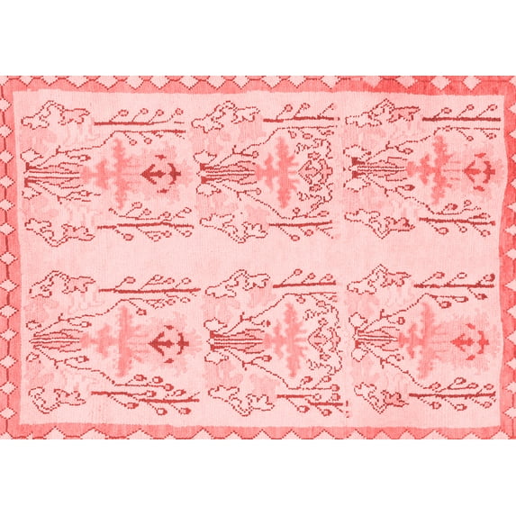 Ahgly Company Indoor Rectangle Abstract Red Modern Area Rugs, 3' x 5'