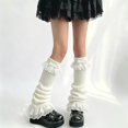 thumbnail image 2 of Puliio Lace Bow Slouch Leg Warmers for Women Ribbed Knit Hosiery Fashion Knee High Socks, 2 of 4