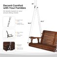 thumbnail image 3 of Zimtown Porch Swing with Cup Holder and Chains,Hanging Chair Outdoor Bench Tree Swing Pine Wood,Heavy Duty 880lbs,Oversized,Carbonized, 3 of 7