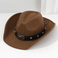 thumbnail image 4 of RUISINERY Vintage Felted Hat with And Gemstones Leather Belt Accent Western Hat for Men and Women, 4 of 7