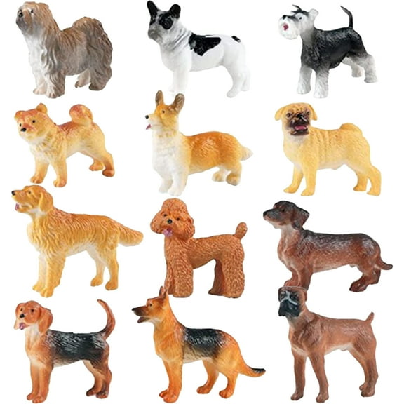 Toddmomy 12Pcs Miniature Dog Figurines Assorted Color Realistic Appearance For Educational Props And Decorative Use