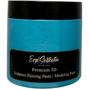 3D Sculpture Painting Paste|Modeling Paste|Decorative Plaster|Ready to Use|Unique Metallic Pearl and Neon Colors|Ideal for Artwork|Stencil|Flowers|Texture and Art Relief|6 oz|Metallic Turquoise
