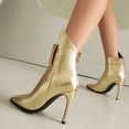 thumbnail image 5 of YLYL Women's Leather Ankle Boots Pointed Toe Stiletto Heel Fashion Sexy Back Zipper Party Dress Boots, 5 of 9