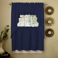 thumbnail image 1 of Set de cortinas de cocina Sweet Home Collection Ribcord Navy, 1 of 1