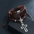 thumbnail image 3 of 9 pulseras de cuero trenzado para hombres y mujeres, pulseras ajustables Rojo Verde, 3 of 7