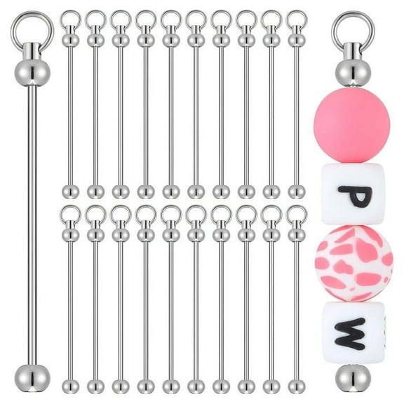 20Pcs Beadable Keychains Metal Bar Chains for Jewelry Making Keychain Rod Accessories for DIY Projects Pendant Ornaments