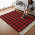 thumbnail image 6 of Bedroom Rug Carpet 3'x 5', Black Red Plaid Washable Floor Carpet with Tassels, Vintage Rustic Buffalo Checked Gingham Elegant Soft Floor Rug Mat for Patio, Balcony, Laundry, Room Decor, 6 of 9