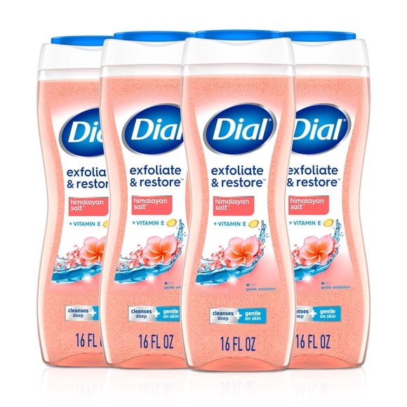 Dial Body Wash, Exfoliate & Restore Himalayan Salt, 16 fl oz, Pack of 4