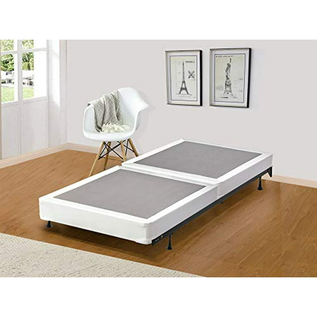 Spring Solution Sommier/fondation Traditionnel à Profil Bas Fendu en Bois de 4 Po pour Ensemble de Matelas, Simple TG, Noir