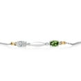 thumbnail image 2 of Gem Stone King 925 Silver and 10K Yellow Gold Lab Grown Diamond and Green Tourmaline Bracelet for Women | 0.94 Cttw | Gemstone April Birthstone | Oval 6X4MM | Fully Adjustable 9 inch, 2 of 4