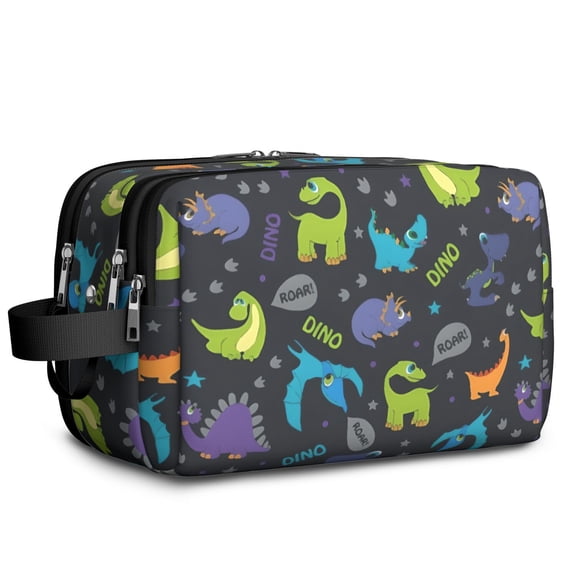Toiletries Bag,DarkBlue Dinosaurs Words Pattern Mens Womens Toiletry Bag Bathroom Bag,Waterproof Toiletry Travel Bag Dopp Kit Shaving Bag 11x6.3x5.1 Inch