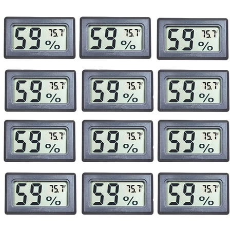 GJX 12Pack Mini Small Hygrometer Digital Indoor Humidity Gauge with Temperature Meter Sensor