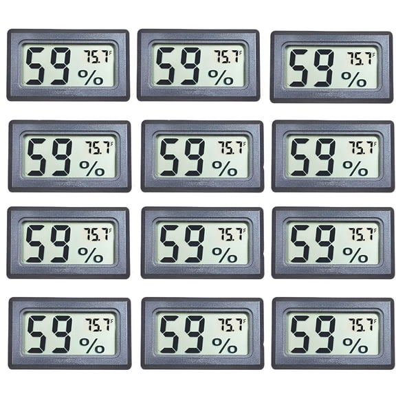 GJX 12Pack Mini Small Hygrometer Digital Indoor Humidity Gauge with Temperature Meter Sensor