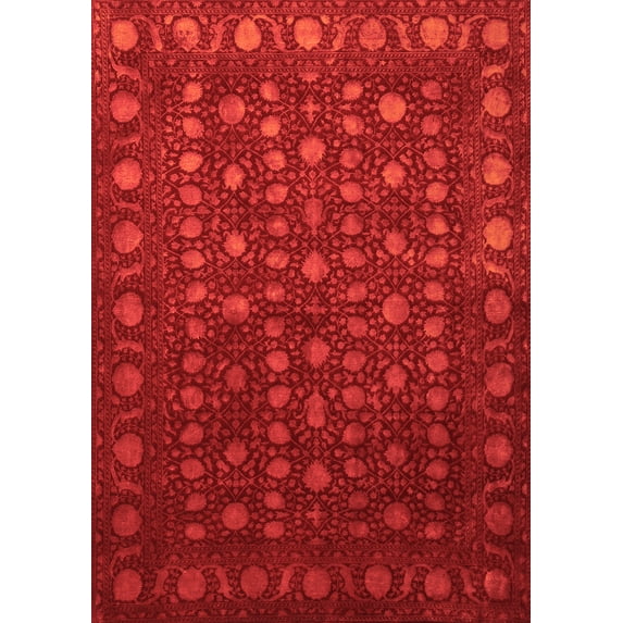 Ahgly Company Indoor Rectangle Abstract Orange Contemporary Area Rugs, 8' x 12'