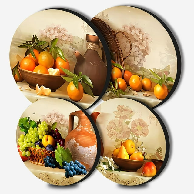 Vintage Fruits Electric Stove Burner Covers,4 Pack Round Stove Burner Covers,8 Inches and 10 Inches,Gas Stove Burner Covers,Metal Stove Burner Cover,Colorful Rustic Cooktop Decorative,Kitchen Decor