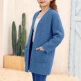 thumbnail image 5 of Tiijoy Girls Long Cardigan Coat Fuzzy Open Front Sweater Fall Winter Outerwear, Blue, Sizes 5-14, 5 of 5
