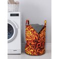 thumbnail image 3 of Abstract Laundry Bag, Surreal Floral Pattern with Swirls Curves Foliage Design with Warm Colors, Basket with Handles Drawstring Closure for Laundromats, 13" x 19", Yellow Orange Black, by Ambesonne, 3 of 4