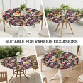 thumbnail image 7 of Elastic Edge Round Tablecloth with Elegant Floral Pattern, Water-Resistant Polyester, Fits 44-52 Inch Round Tables, 7 of 7