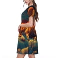 thumbnail image 2 of Lsque Colorful Starry Sky Sleep Dog Print Women's Casual Dress T-Shirt Summer Short Sleeve Scoop Neck Swing Dresses, 2 of 6