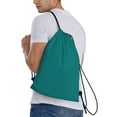 thumbnail image 4 of Yiaed Teal Print Drawstring Bags Drawstring Backpack Bulk String Back Pack Gym Sport Bag-Small, 4 of 5