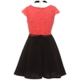 thumbnail image 2 of Little Girl Floral Lace Top Necklace Flower Holiday Party Flower Girl Dress USA Coral 2 JKS 2107 BNY Corner, 2 of 5