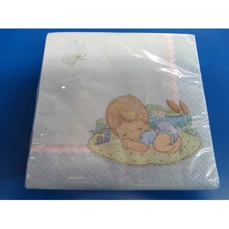 RARE Precious Moments Boy Blue Baby Shower Party Supplies Beverage Napkins