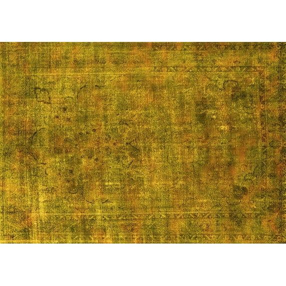 Ahgly Company Indoor Rectangle Oriental Yellow Industrial Area Rugs, 4' x 6'