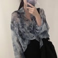 thumbnail image 2 of Women Button Down Shirts Tie Dyed Long Sleeve Chiffon Blouse Sun Protection Shirt, 2 of 5