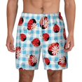 thumbnail image 2 of Goofa Flowers and Lady Bugs Printed Men's Swim Trunks Board Shorts Quick Dry Mens Swimming Trunks with Compression Liner,Breathable Fit Hawaii Beach Shorts-3X-Large, 2 of 9