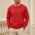 thumbnail image 2 of Comfort Colors Sweatshirt Nelozsy Men's Solid Color Long Sleeve Round Neck Hoodless Sweatshirts Red M, 2 of 9