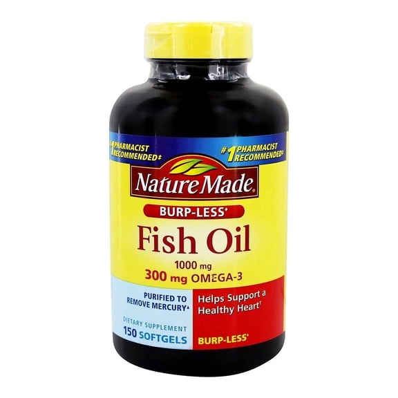 Nature Made Burp-less Fish Oil Softgels, 1000 Mg, 150 Ct, 2 Pack