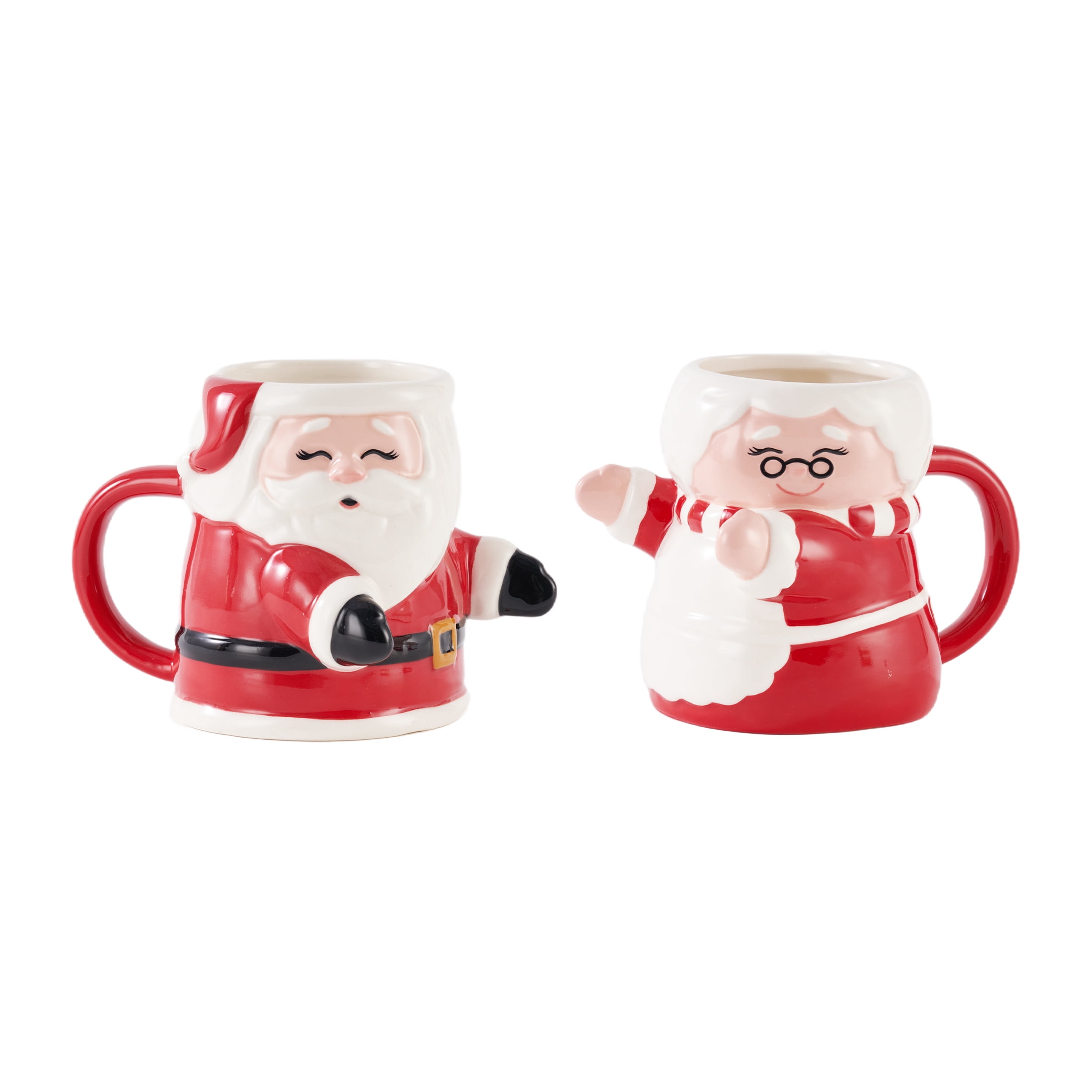 Mr & Mrs Claus Hug Ceramic Mug Set 18 OZ 2-Piece Holiday Time