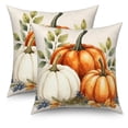 thumbnail image 3 of DaShan Fall Pumpkin Throw Pillow Covers 18x18 Set of 2,Autumn Leaves Linen Pillowcase Cushion Cover for Home Sofa Couch, 3 of 6