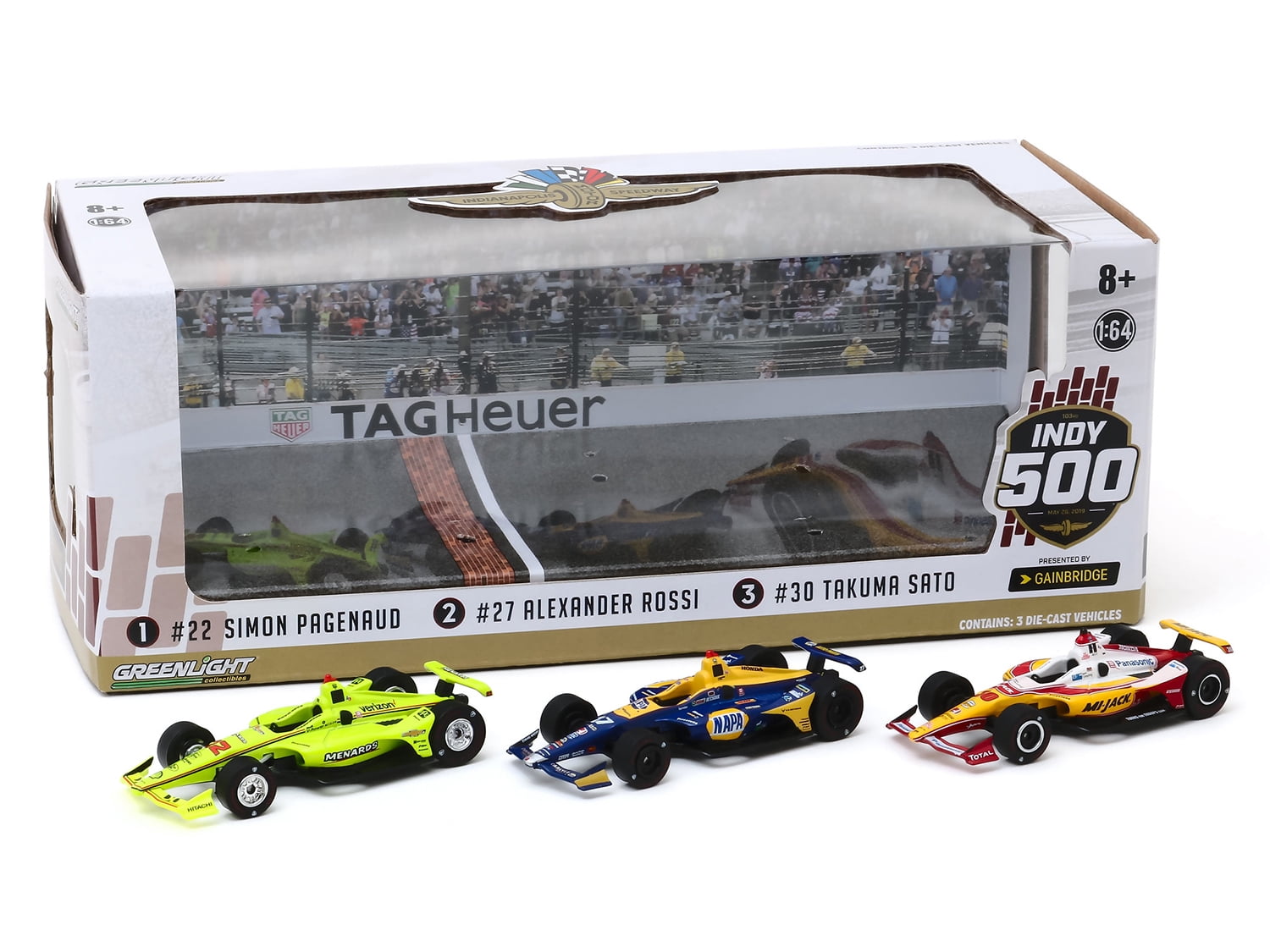 Greenlight 10856 2019 Indianapolis 500 Podium 3 Piece Set