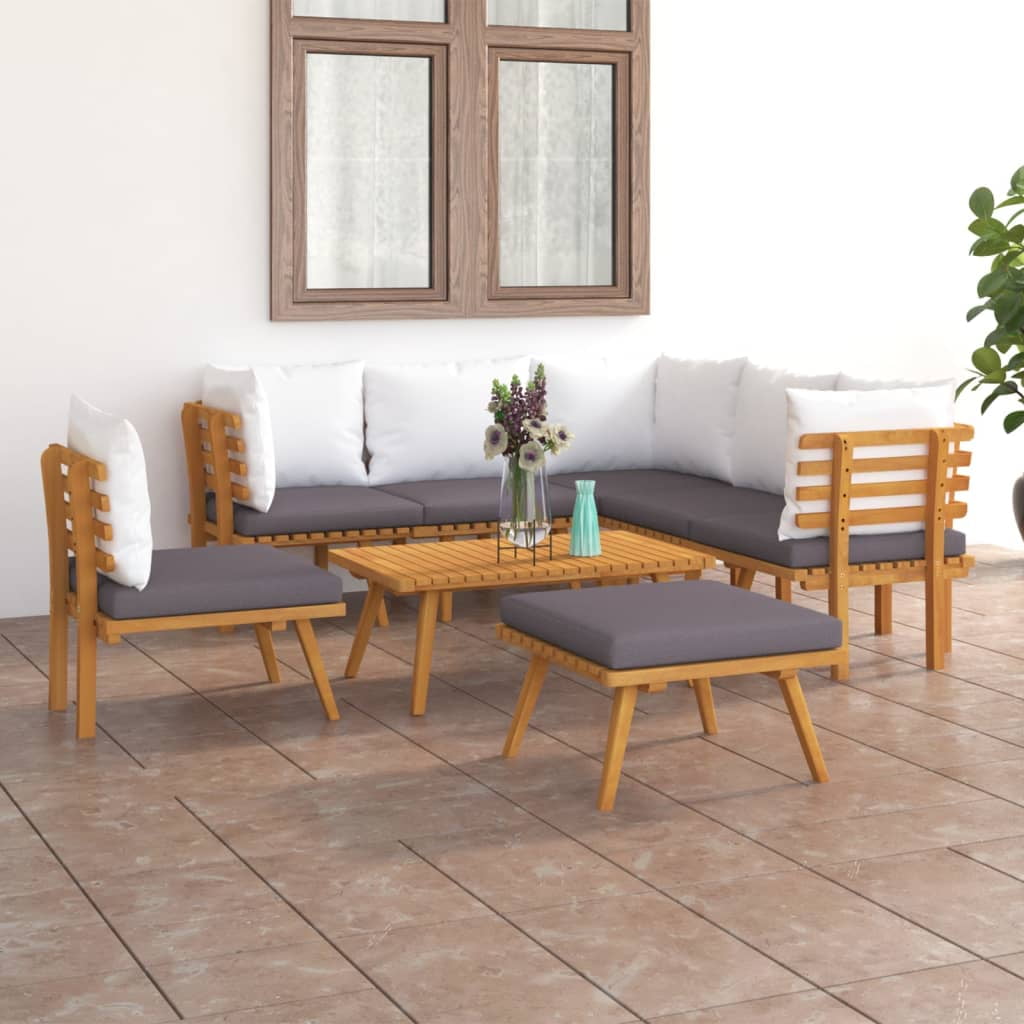 8 Piece Patio Lounge Set with Cushions Solid Acacia WoodOutdoor Furniture - Walmart.com