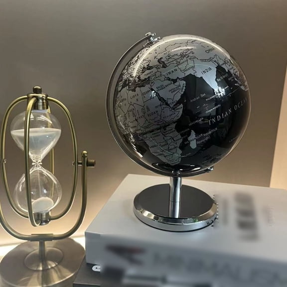 ElegantDesktopHomeDecorativeSmallGlobeOrnamentCenterpieceforWineCabinetStudyLivingRoomDisplayShelves5.9inch(Black)