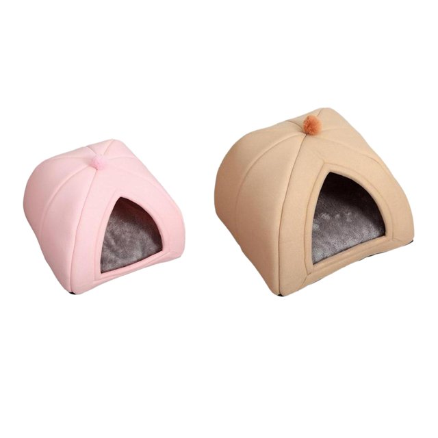 Cama cueva de felpa para mascotas 2 uds Gloria Rosa Pequeño Marrón Grande autocalentamiento antideslizante