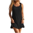 thumbnail image 2 of ZyeKqe Beach Cover-Up for Women Mini Dresses Sleeveless Ruffled Crewneck Lightweight Vacation Travel Casual Nightgown, 2 of 6