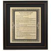 Framed Original Rules of Golf 1744. Antique Parchment Prints by Patriot Gear Company.