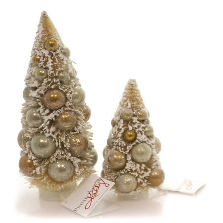 Golden Snow - Christmas SISAL TREE GOLD BALLS Plastic Snow Locked St/2 37348