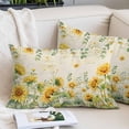 thumbnail image 2 of Summer Floral Throw Pillow Covers Watercolor Rustic Retro Sunflower Eucalyptus Leaves Decorative Lumbar Pillow Cover Rectangle Cushion Case for Sofa Couch Bed Living Room Bedroom 24 X 36 Inches, 2 of 9