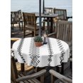 thumbnail image 2 of Outdoor Tablecloth with Umbrella Hole for Patio/Picnic/Party/Camping, White Boho Waterproof Table Cloth Round Cover Washable, Ethnic Tribe Striped Vintage (Dia 54"), 2 of 9
