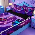thumbnail image 3 of meiyoeat Colorful Neon Monogram D Zipper Full Size Comforter Sets with Fitted Sheet and 2 Pillowcases,Purple Flower Initial Print Zipper Bedding Set For Girl,Black Reversible,4-Piece, 3 of 7