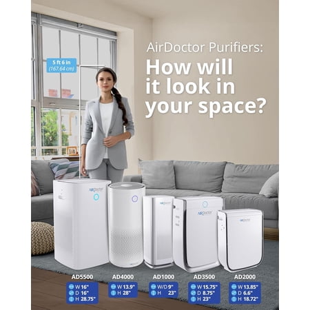 AD2000 Air Purifier for Small & Medium Rooms and Small Bedrooms. 3 Stage Filtration with Pre-Filter, UltraHEPA, Carbon/VOC (2000)