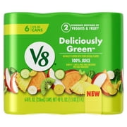 V8 Deliciously Green 100% Fruit and Vegetable Juice, 8 fl oz Can, 6 Count